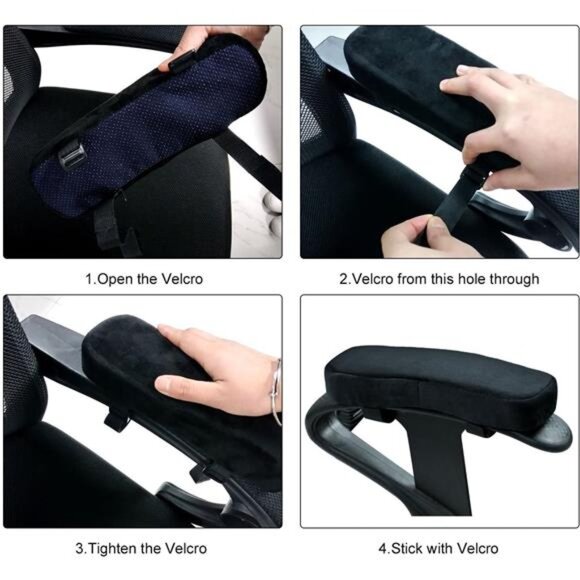 Memory Foam Chair Armrest Pad, Comfy Office Chair Arm Rest Cover - Picture 6 of 8